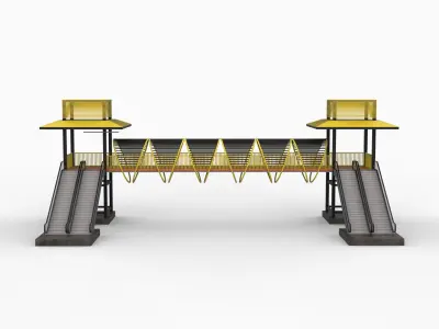 Steel Pedestrian Bridge 3D model