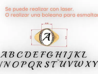 Mens ring for letter engraving 3D print model