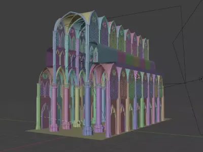 Gothic Cathedral Interior  High Detail 3D Model 3D model