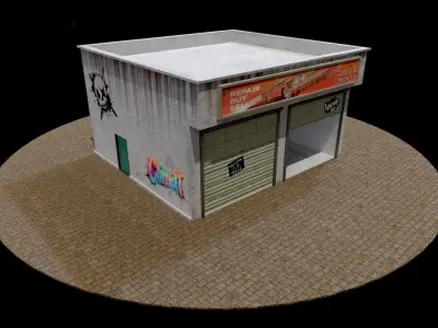Abandoned Garage Game Low-poly 3D model