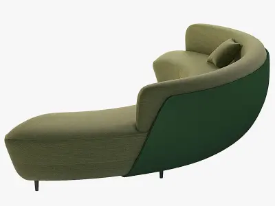 Curved Half Moon Sectional Chaise Lounge Fabric Sofa 3D model