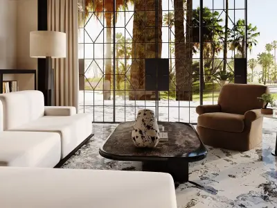 Modern Luxury Coastal Office Lounge 3D model