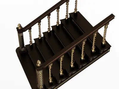 Carved Stair 06 Black Low-poly 3D model