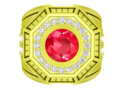 Luxury Square Halo Gemstone Men Ring 3D Model 3997 3D print model