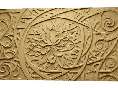 modern panel wall decor set relief stl mural CNC 277 3D model
