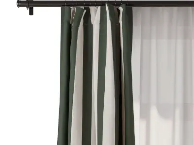 Patterned curtain rod with tulle 63 HBH Low-poly 3D model