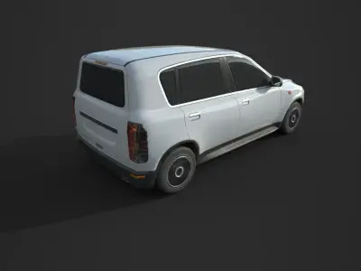 Generic Hatchback  01 Dirty White Low-poly 3D model