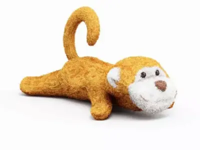 Yellow And White Monkey Toy 3D model