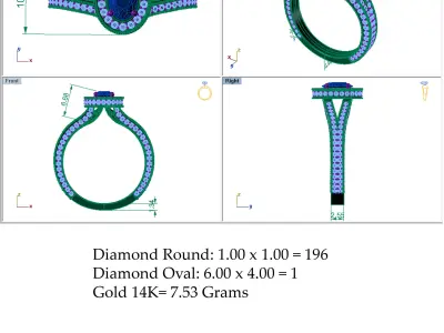 Oval Halo Diamond Ring 3D print model