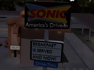 Sonic Drive Through - Fast Food Restaurant - Scene Low-poly 3D model