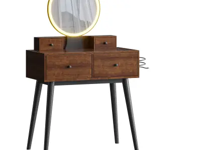 Ensemble coiffeuse avec tabouret et miroir Kyla 3D model