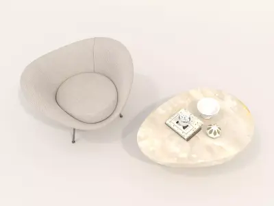 Modern Coffee Table and Armchair Set 52 3D model