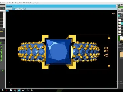 Luxury Cushion Cut Emerald Ring with Full Pave Band  3117 3D print model
