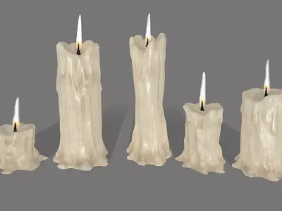 candle set of candlesticks Low-poly 3D model