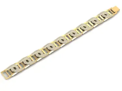 Luxury Gold Bracelet with Diamond Link Design 1348 3D print model