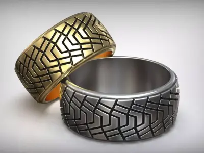 Car Tire Tread Design Mud Wedding Ring 3D print model