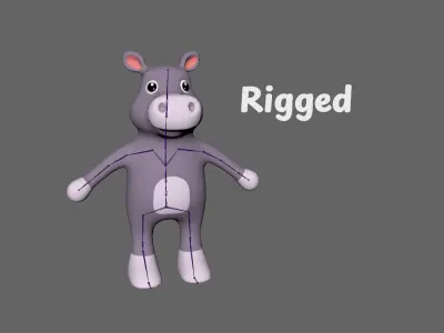 High-Quality 3D Cute Hippo - Animated for Games  Low-poly 3D model