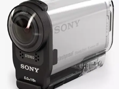 Sony HDR-AS200V action camera with Case Low-poly 3D model