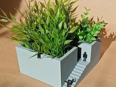 Planter with stairs and figures 3D print model