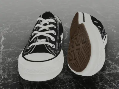 CONVERSE CHUCK 70 BLACK 3D SHOES Low-poly 3D model