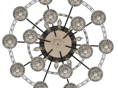 candela chandelier with clear crystals and gold accents 3D model
