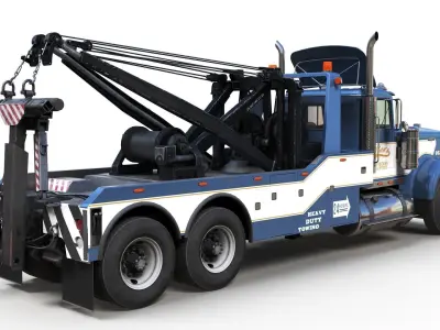 Kenworth W900A wrecker truck Low-poly 3D model