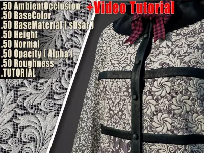 50 Lace Fabric Texture  Sbsar  VideoTutorial Vol01 3D model