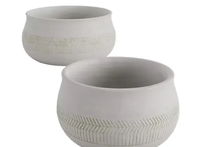 White Ribbed Vase 3D model