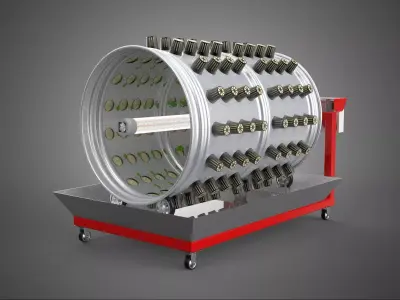 STEEL DRUM ROTARY HYDROPONIC GARDEN PLANT FARM SYSTEM CIRCULAR 3D model