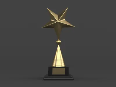 Gold Trophy Cups 3D model 7