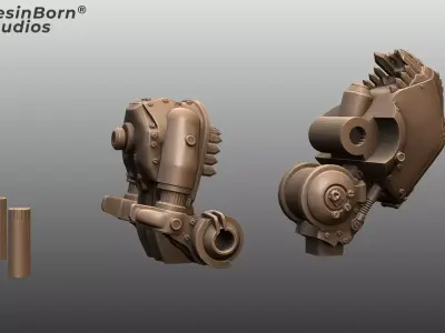 Mechanical Cyber Beast Heavy Robotic Combat Creature 3D print model