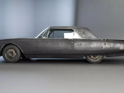 Thunderbird 1961 Convertible Hardtop Aged Low-poly 3D model