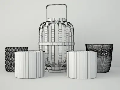 Lantern candles and candleholder by HM Home 3D model