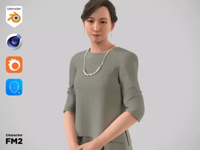 Modular Character - Asian Smart Casual Woman - FM2 Low-poly 3D model