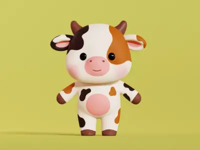Cow Character Cartoon Chibi Kawaii Low-poly 3D model