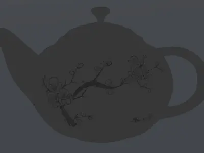 Traditional Painted Teapot Low-poly 3D model