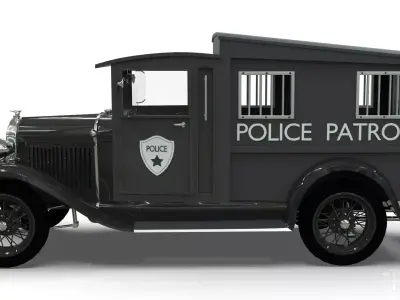 Vintage Police Patrol 1930 Low-poly 3D model