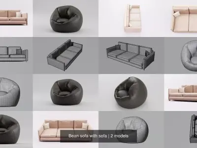 Bean sofa with sofa 3D Model Collection