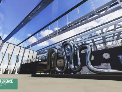 Conference - exhibition pavilion and stands Low-poly 3D model