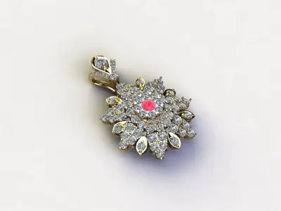 Diamond pendant cad file design 3D model