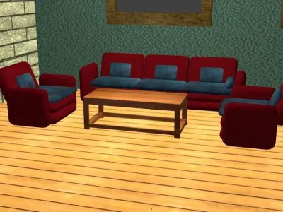 Sofa and table set 3D Model Free 3D model