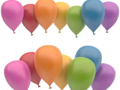 Ballons colorful balloons Low-poly 3D model