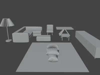  luxury furniture Low-poly 3D model