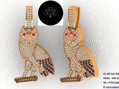 Owl Pendant Gold 3D PRINTABLE 3D print model