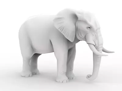 Realistic Elephant 3D Printable 3D print model