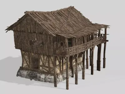 Thatch Hut House 06 For Games and Films 3D Model Low-poly 3D model