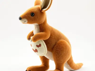 Kangaroo Plush Toy D Model Pack Low-poly 3D model