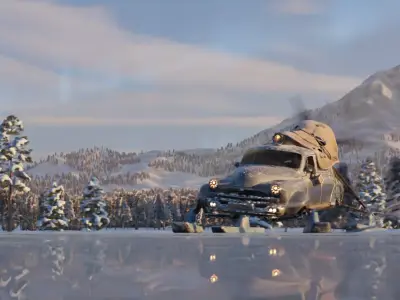 Postman Car USSR scene special for Endless Engines 3D model