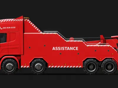 Wrecker Truck Low-poly 3D model