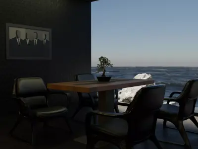 Nordic Luxury High-tech Living Room  3D model